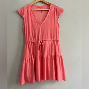 Beyond Yoga Featherweight Out And About Ruffle Dress Coral Pink Size S